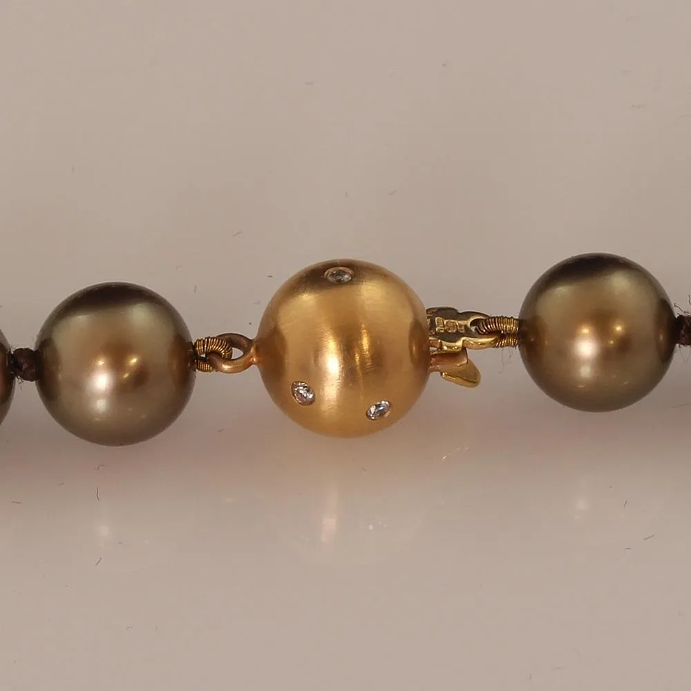 10-11mm Brown Akoya Pearl Necklace with Diamond Clasp