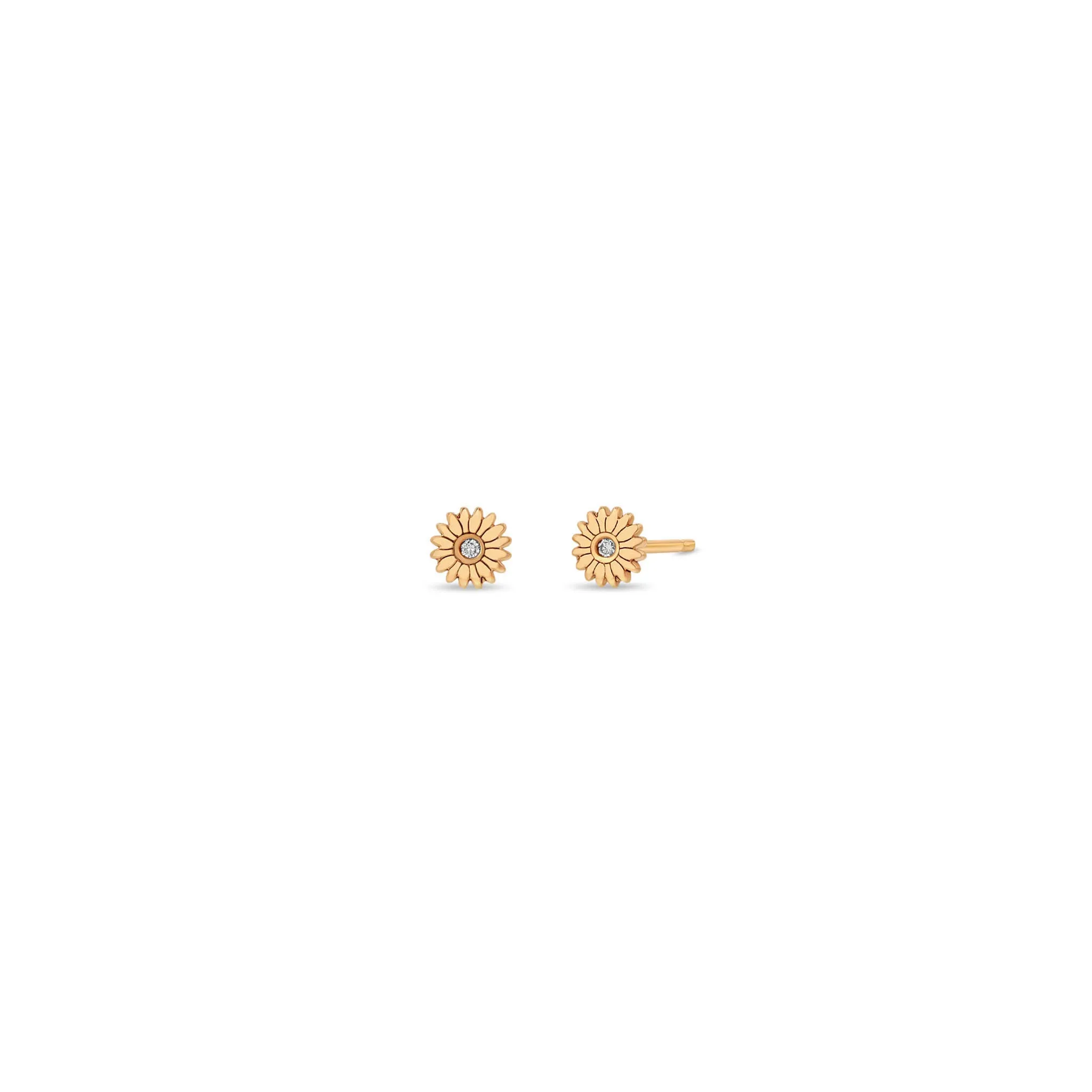 14k Itty Bitty Diamond Flower Stud