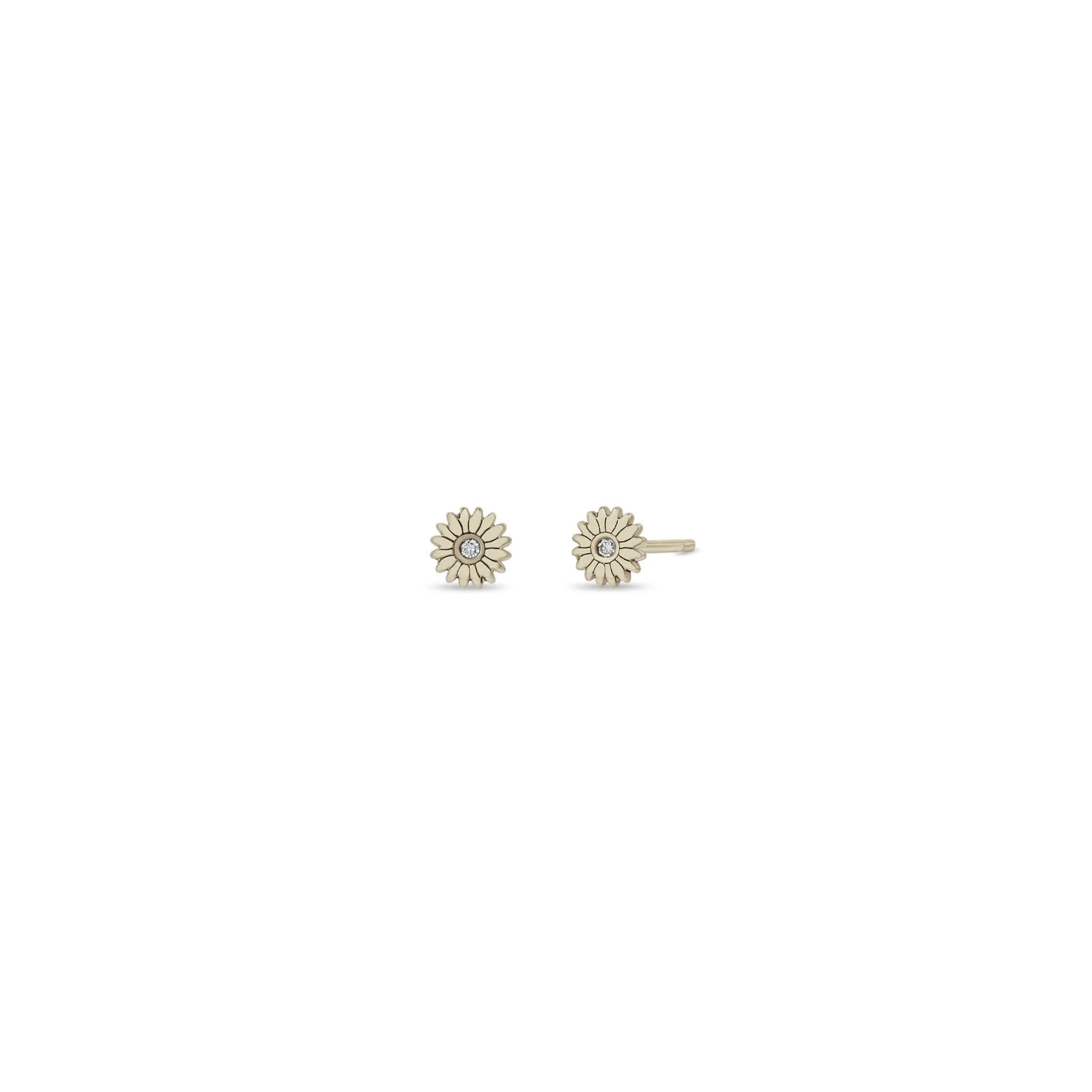 14k Itty Bitty Diamond Flower Stud