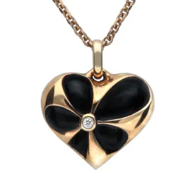 18ct Rose Gold Whitby Diamond Medium Heart Necklace