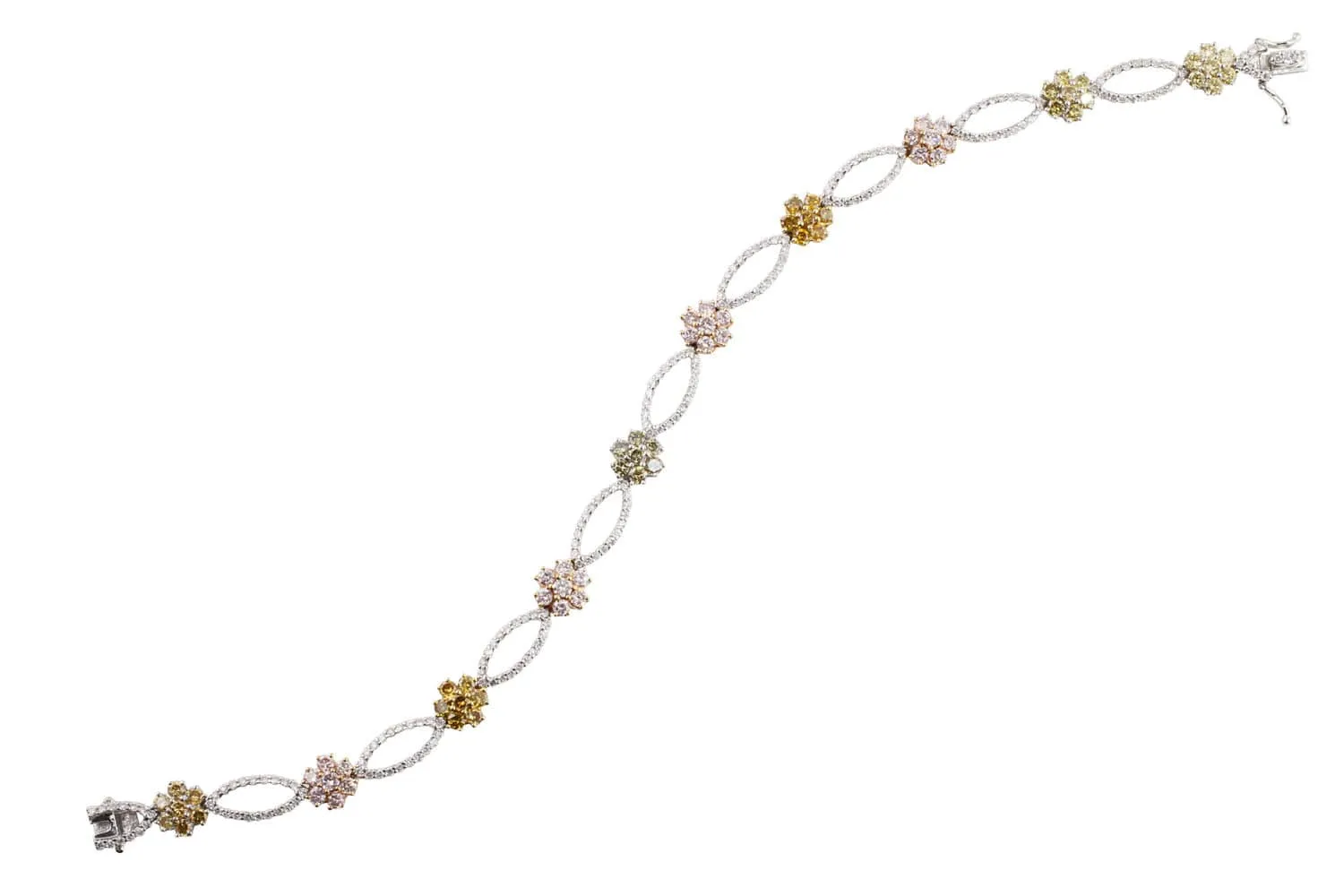 18k Gold Fancy Color Floral Diamond Bracelet