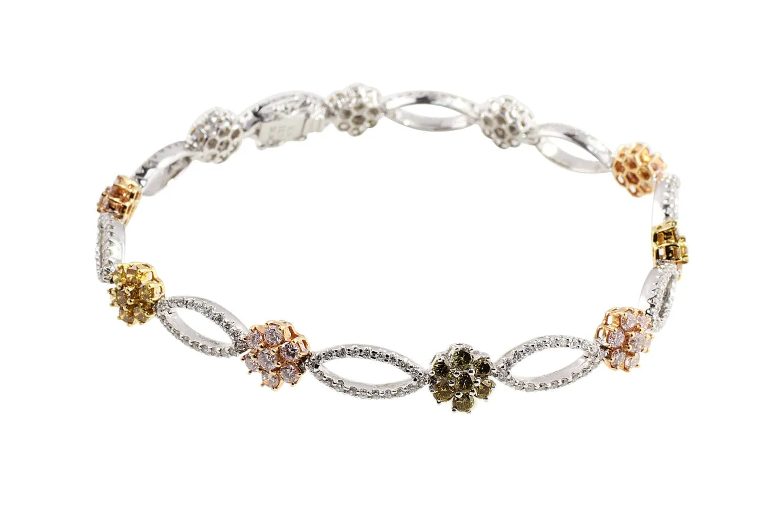 18k Gold Fancy Color Floral Diamond Bracelet