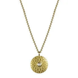 18K Gold Small Lotus Mandala Amulet with Diamond