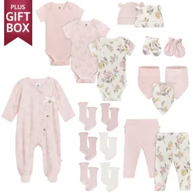 19-Piece Baby Girls Vintage Floral Ultimate Newborn Essentials Gift Set