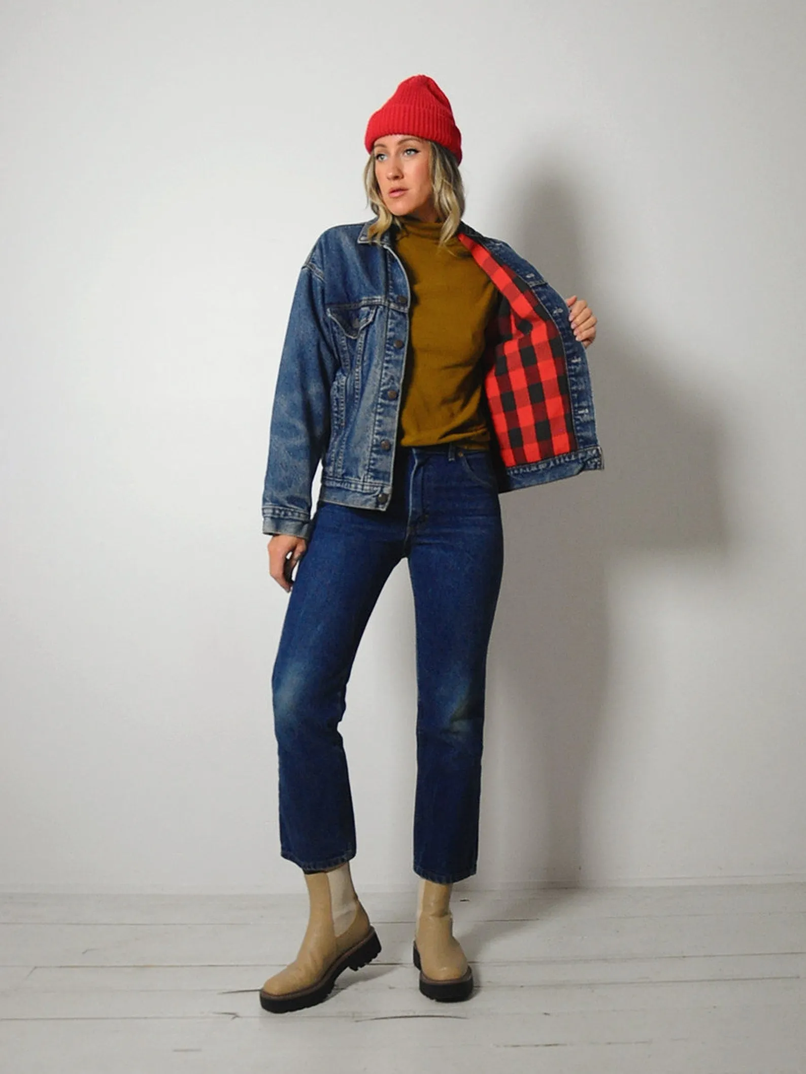 1980's Levi's Plaid Lined Jean Jacket