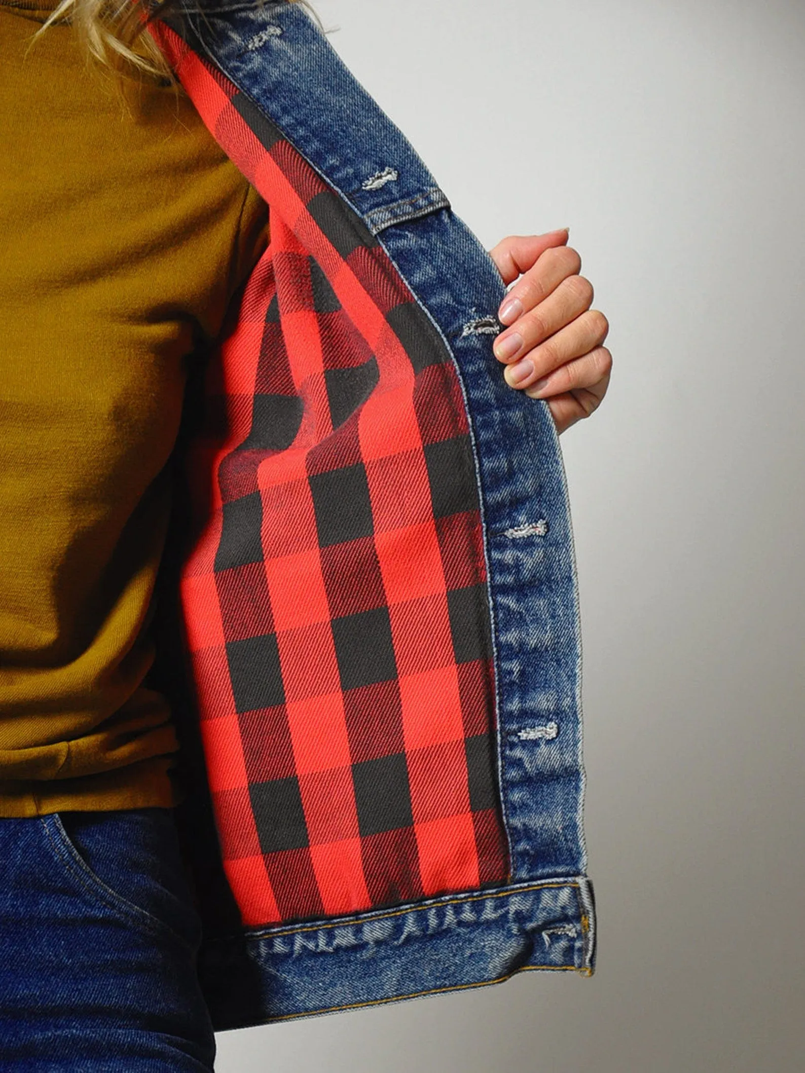 1980's Levi's Plaid Lined Jean Jacket