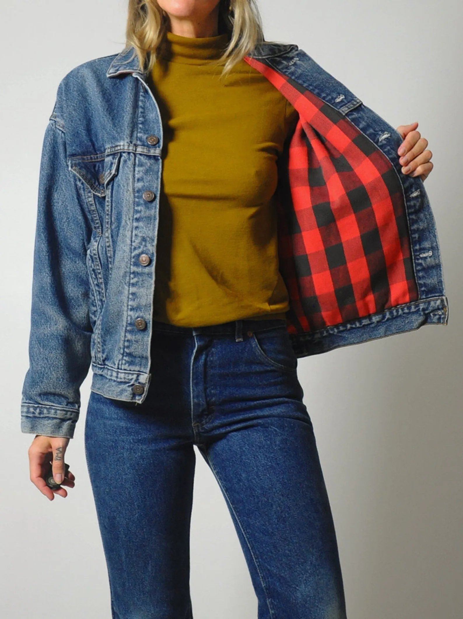 1980's Levi's Plaid Lined Jean Jacket