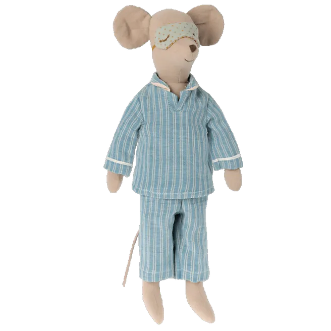 2022 Maileg Medium Mouse Blue Stripe Pyjamas