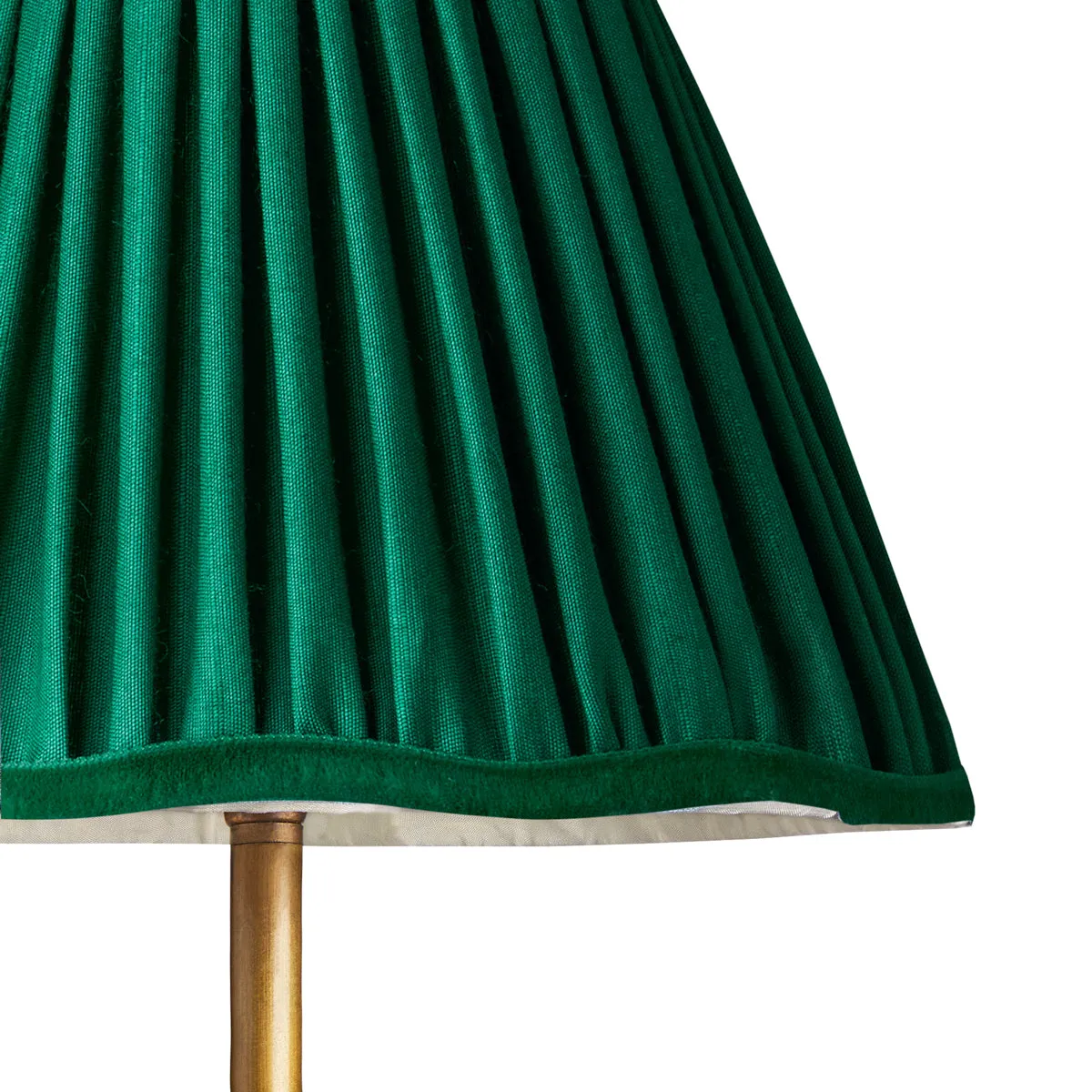 25cm scalloped shade in Emerald silk with velvet tape