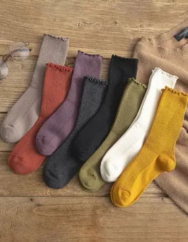 4 Pairs Sold Color Women's Tube Cotton Socks