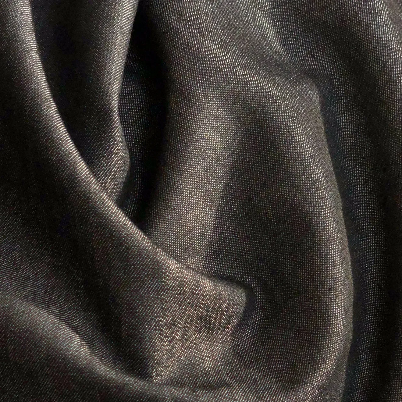 58" Cotton Soft Chambray Charcoal Gray Black Woven Fabric By the Yard