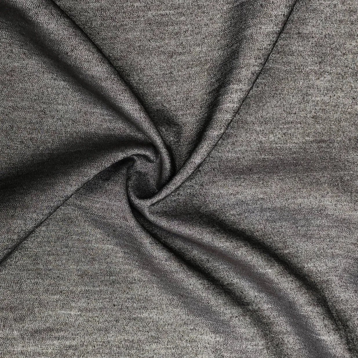 58" Cotton Soft Chambray Charcoal Gray Black Woven Fabric By the Yard