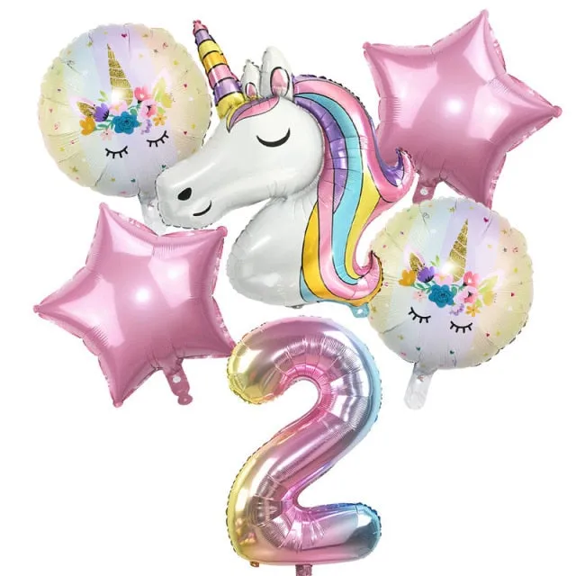 6pcs Rainbow Unicorn Balloon 32 inch