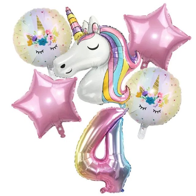 6pcs Rainbow Unicorn Balloon 32 inch