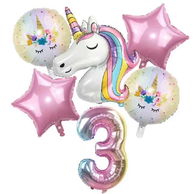 6pcs Rainbow Unicorn Balloon 32 inch