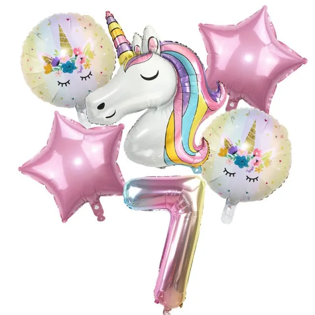 6pcs Rainbow Unicorn Balloon 32 inch