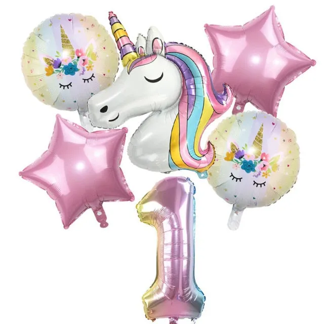 6pcs Rainbow Unicorn Balloon 32 inch