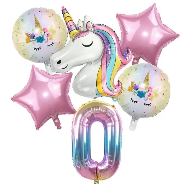 6pcs Rainbow Unicorn Balloon 32 inch