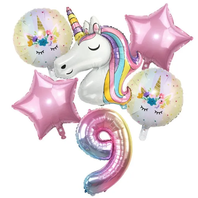 6pcs Rainbow Unicorn Balloon 32 inch