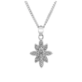 9ct White Gold Diamond Set Flower Pendant