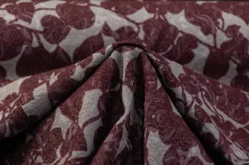 Abstract Italian Cotton Blend Brocade - Burgundy / Taupe