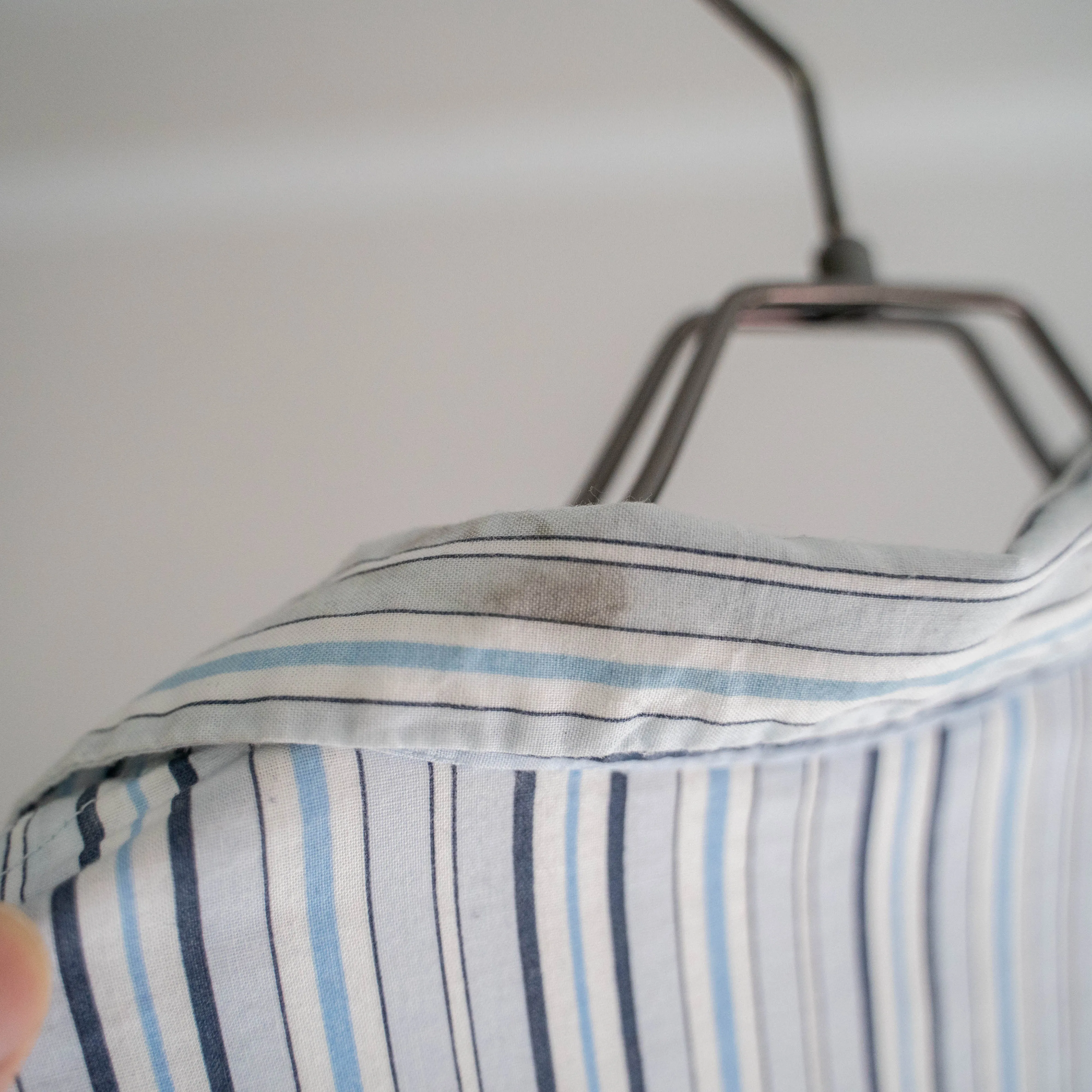 around 1990s blue based cotton multi stripe pajama shirt