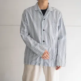 around 1990s blue based cotton multi stripe pajama shirt