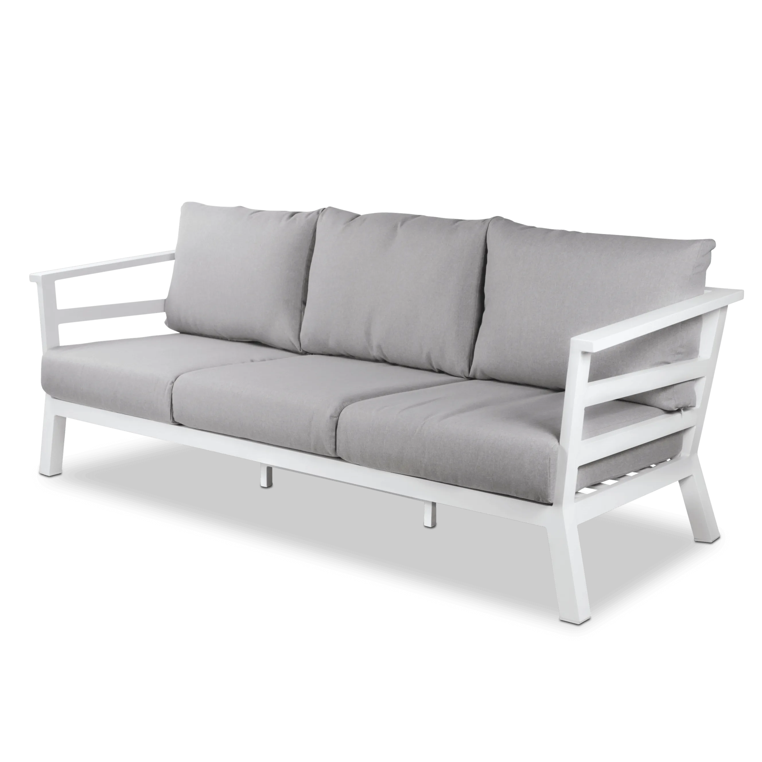 Aveiro 3 Seater with 2 x Armchairs in Arctic White with Stone Olefin Cushions