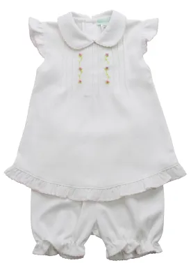 Baby Girl's White Pink Flowers Dress Set