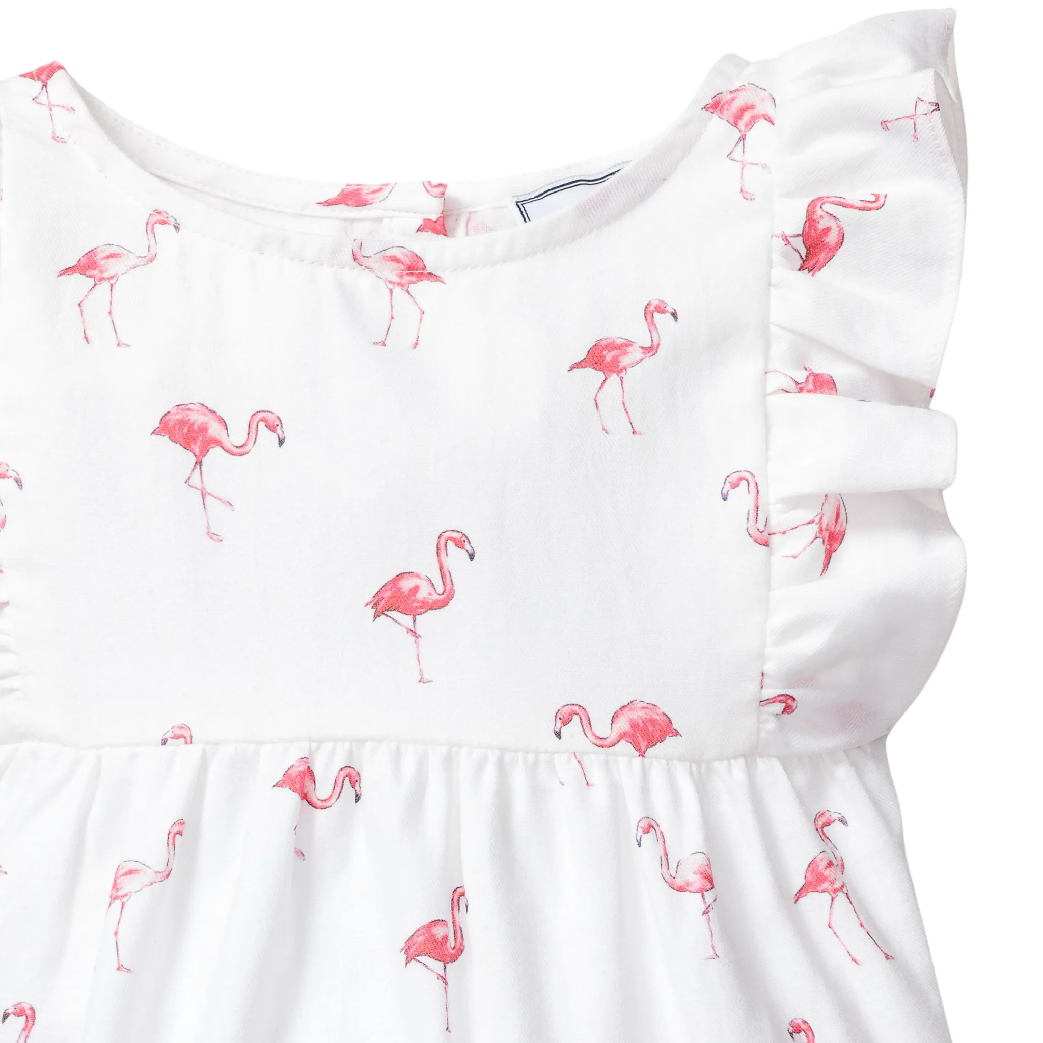 Baby's Twill Ruffled Romper in Flamingos