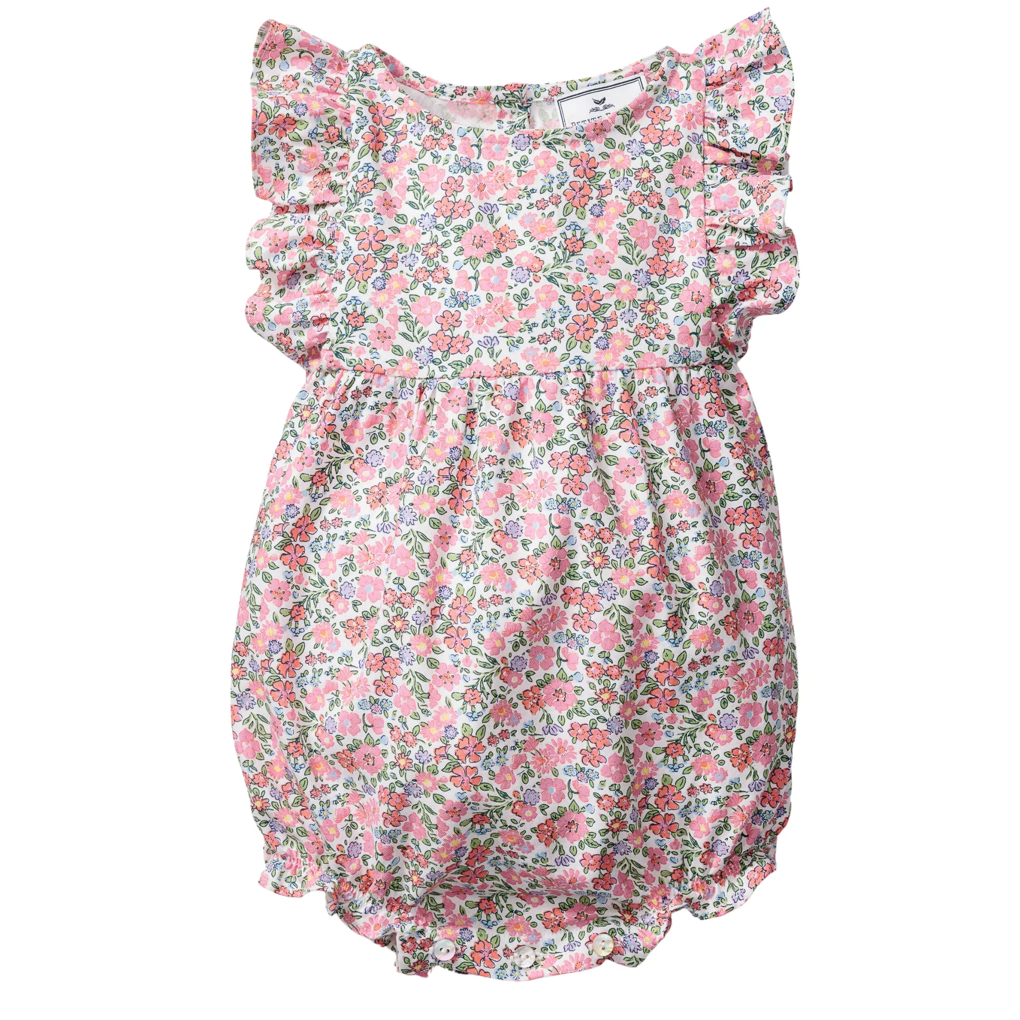 Baby's Twill Ruffled Romper in Fleurs de Rose