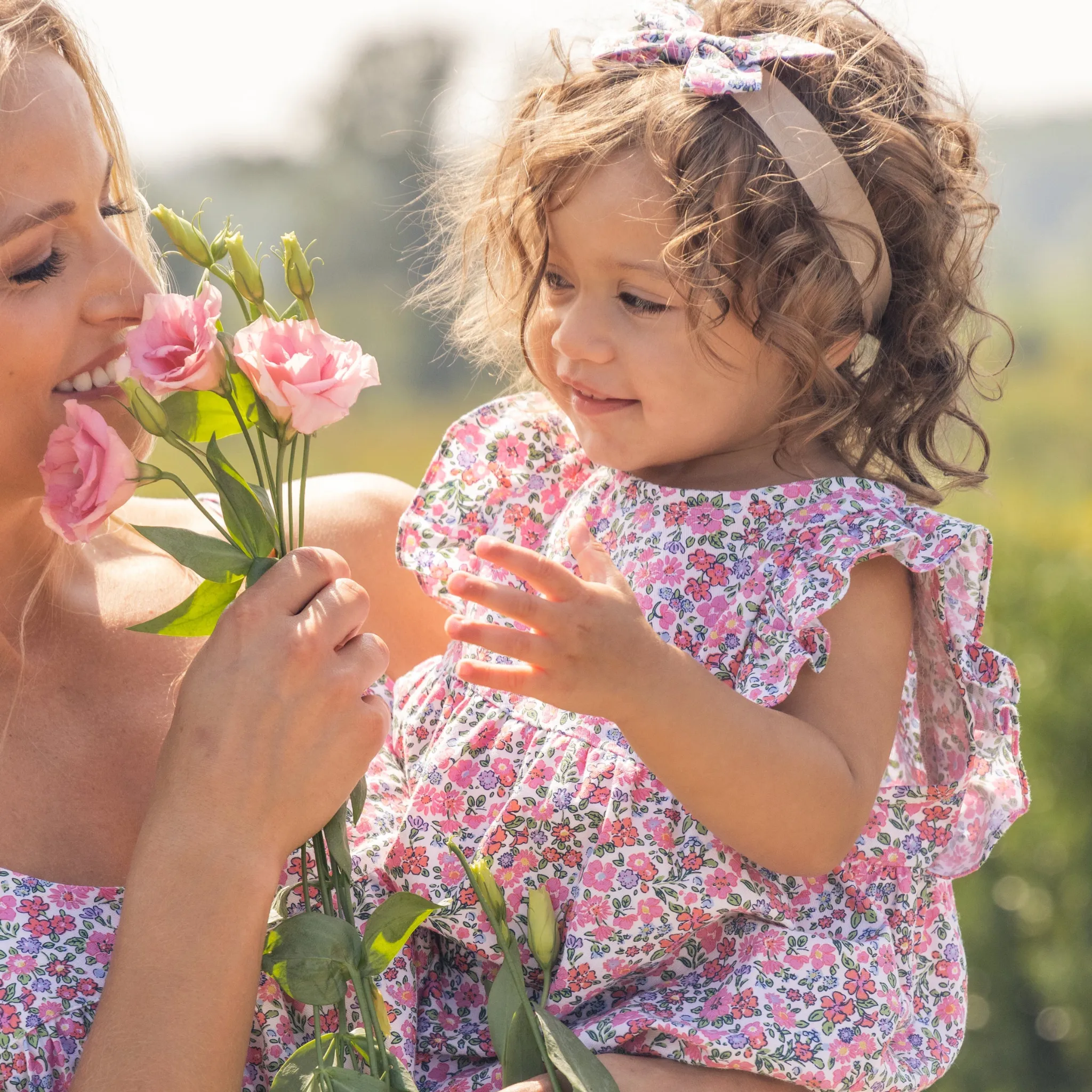 Baby's Twill Ruffled Romper in Fleurs de Rose