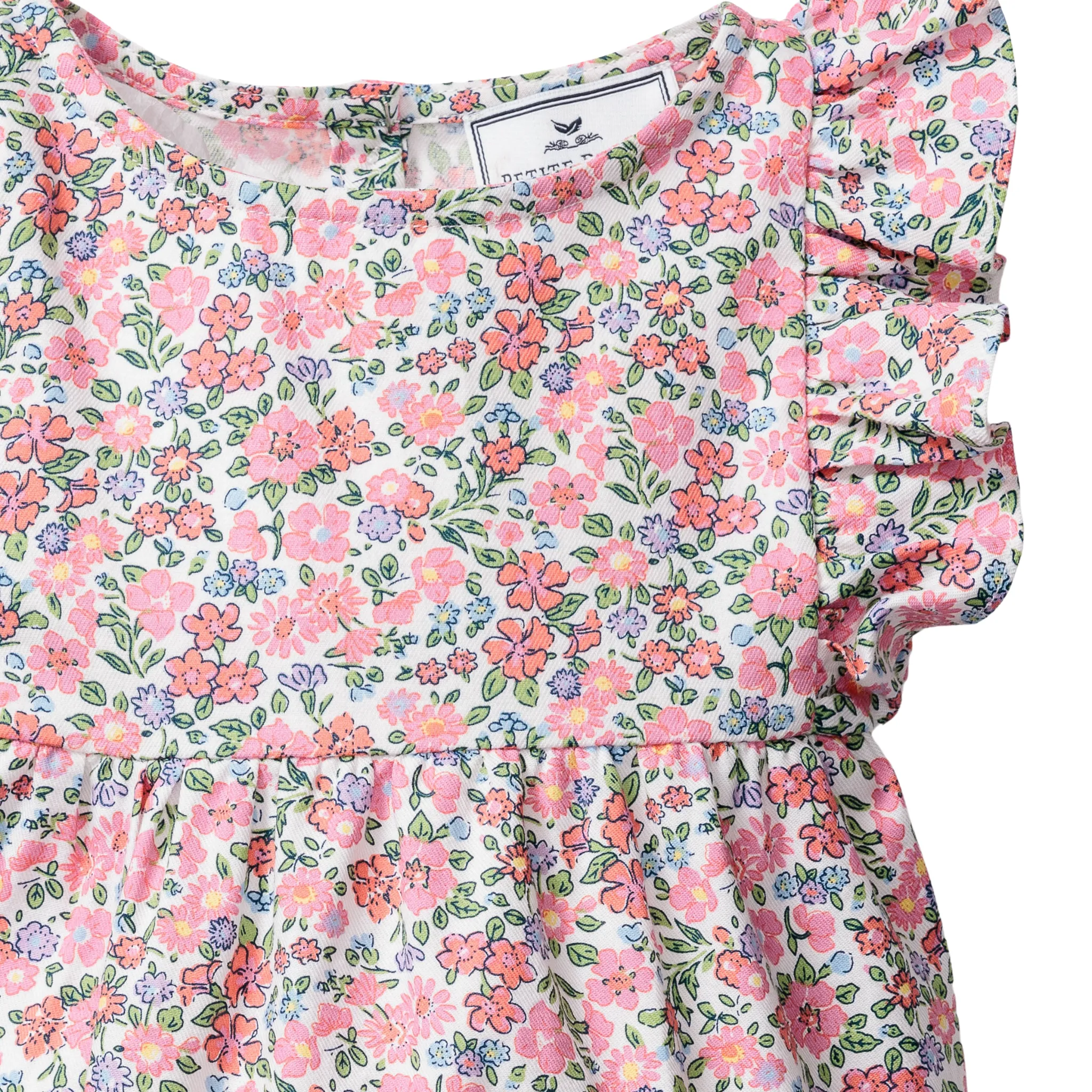 Baby's Twill Ruffled Romper in Fleurs de Rose