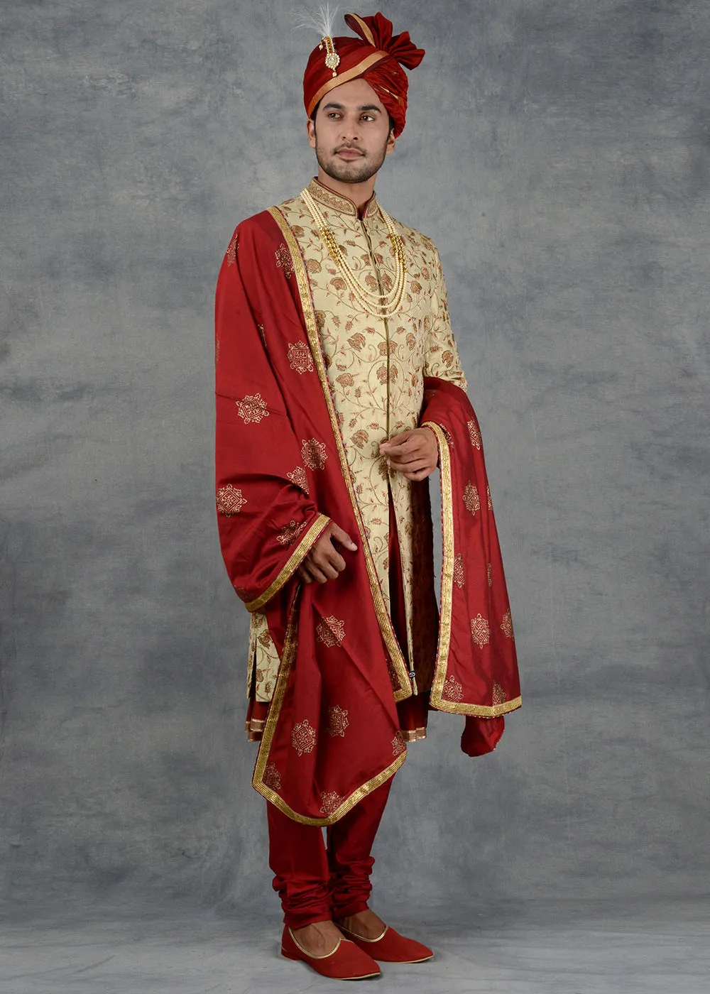 Beige Sherwani | Siddhesh Chauhan