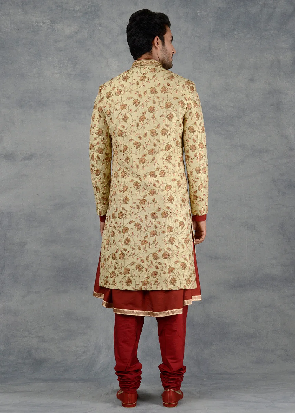 Beige Sherwani | Siddhesh Chauhan