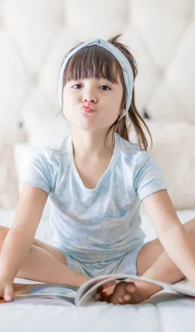 Bella Kids 3 Piece Short PJ - Blue Chantilly - Final Sale