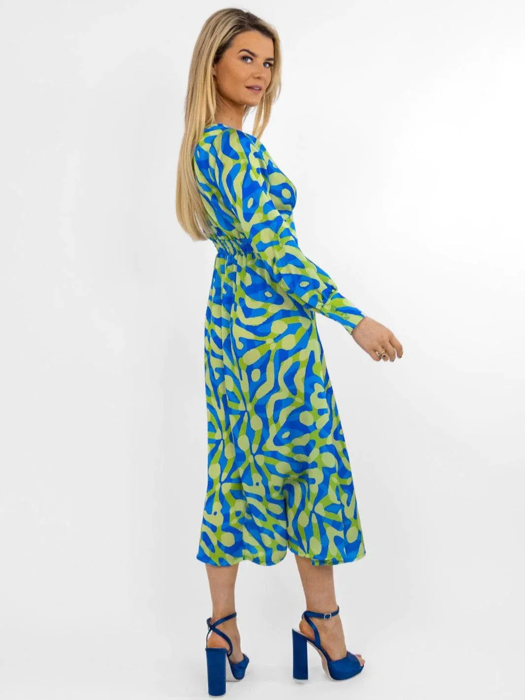 BIRKIN MIDI DRESS (BLUE/GREEN)