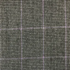 Black/Grey Dogtooth With Purple Check Flannel Suiting