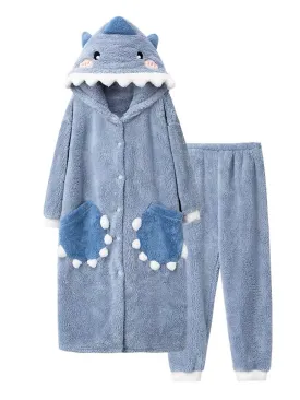 Blue Beast Cozy Winter Fleece Sleepwear Nightgown Set