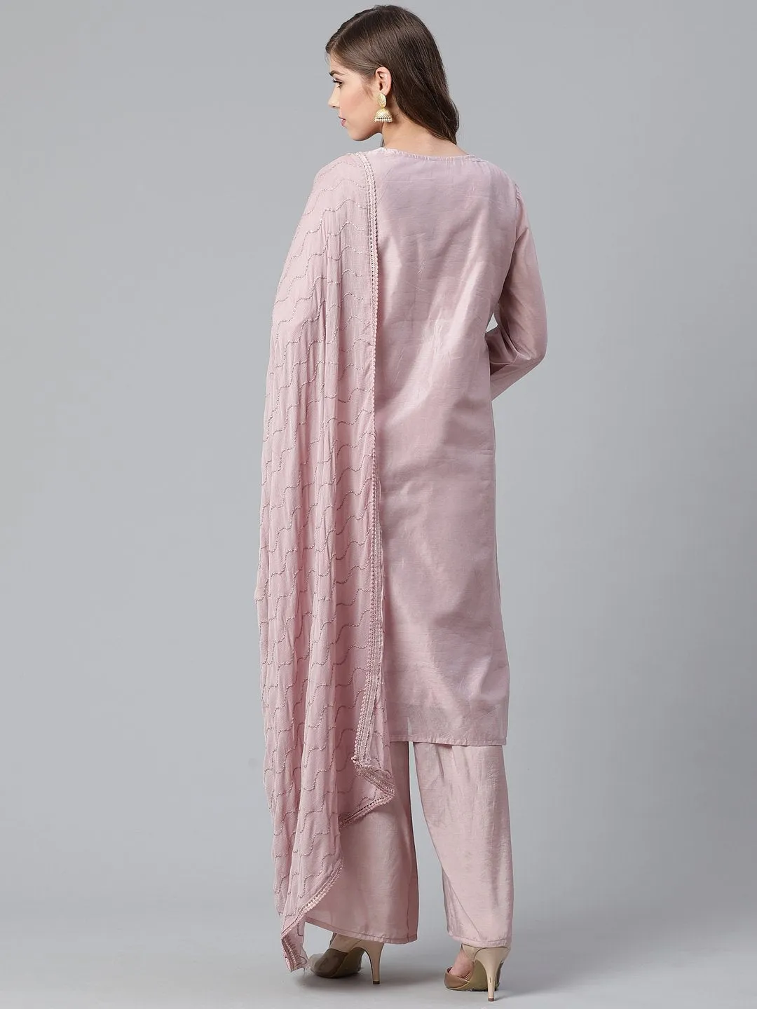 Blush Pink Silk Kurta Set/Jhalak - Chanderi Silk Kurta Set