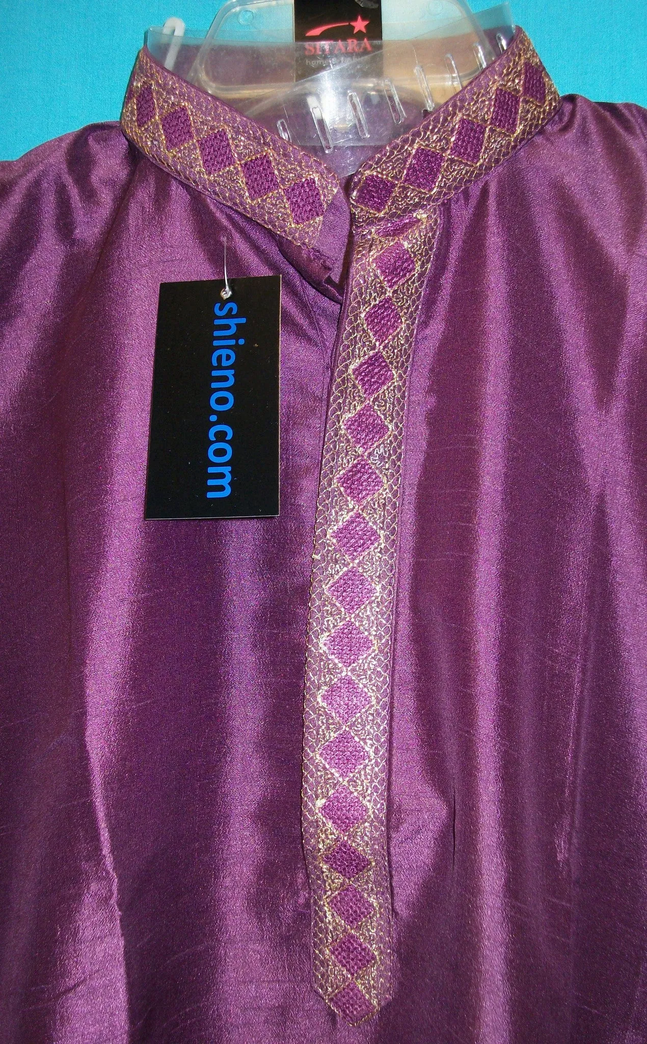 Boy’s Kurta Pajama 3638 Purple Silk Embroidered Shieno Sarees