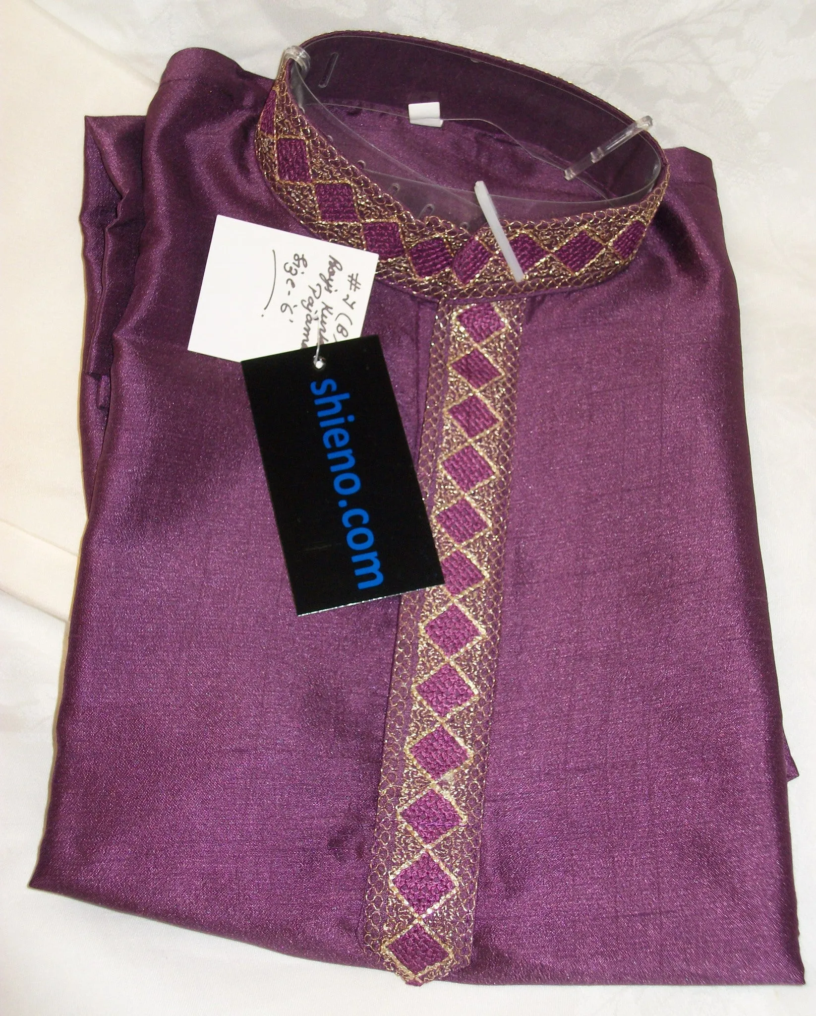 Boy’s Kurta Pajama 3638 Purple Silk Embroidered Shieno Sarees