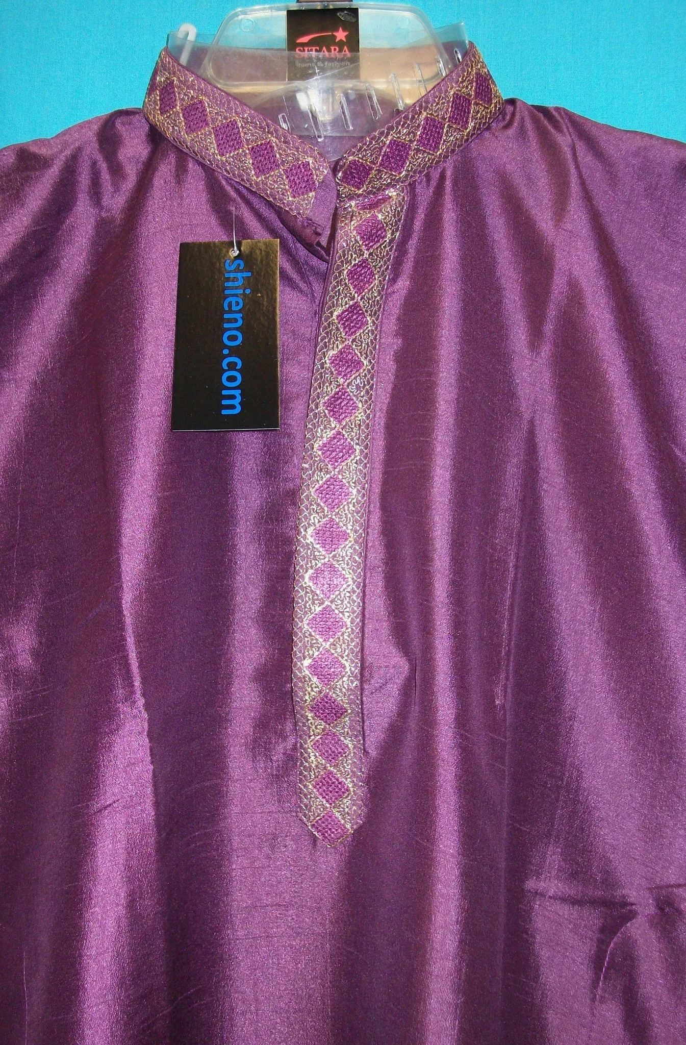 Boy’s Kurta Pajama 3638 Purple Silk Embroidered Shieno Sarees