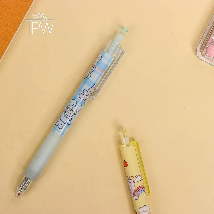 Cartoon Graphic Press Tip Gel Pen - Set Of 6