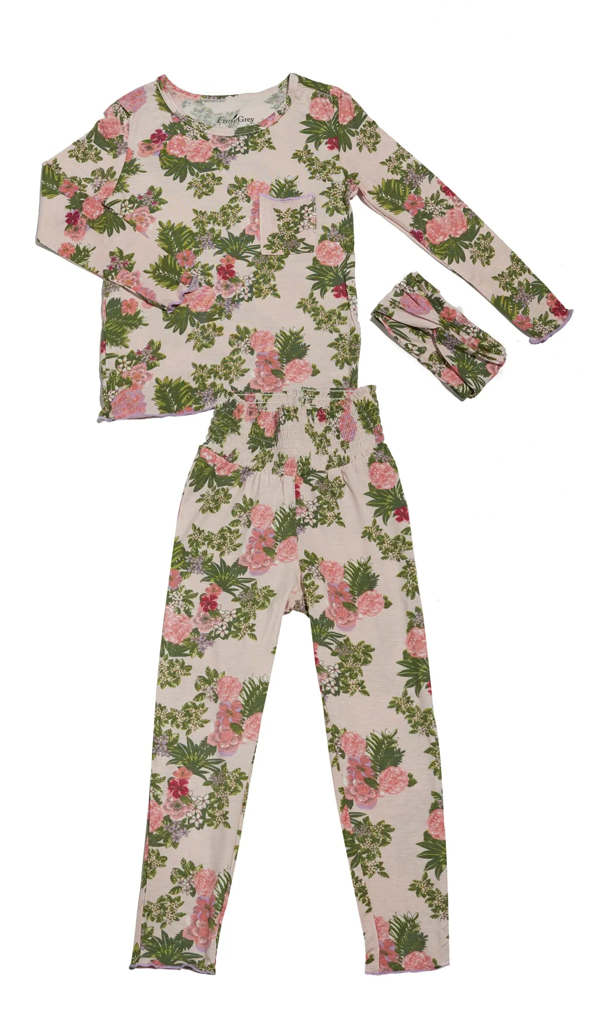 Charlie Kids 3 Piece Pant PJ - Beige Floral