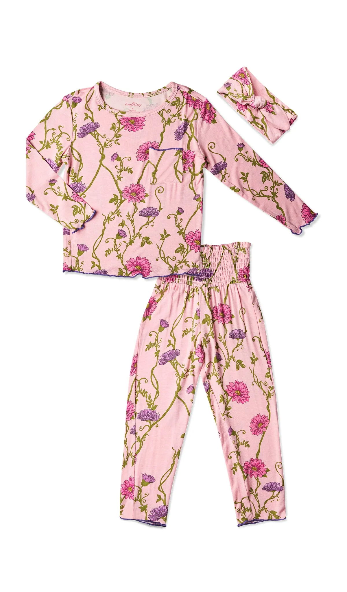 Charlie Kids 3 Piece Pant PJ - Dahlia