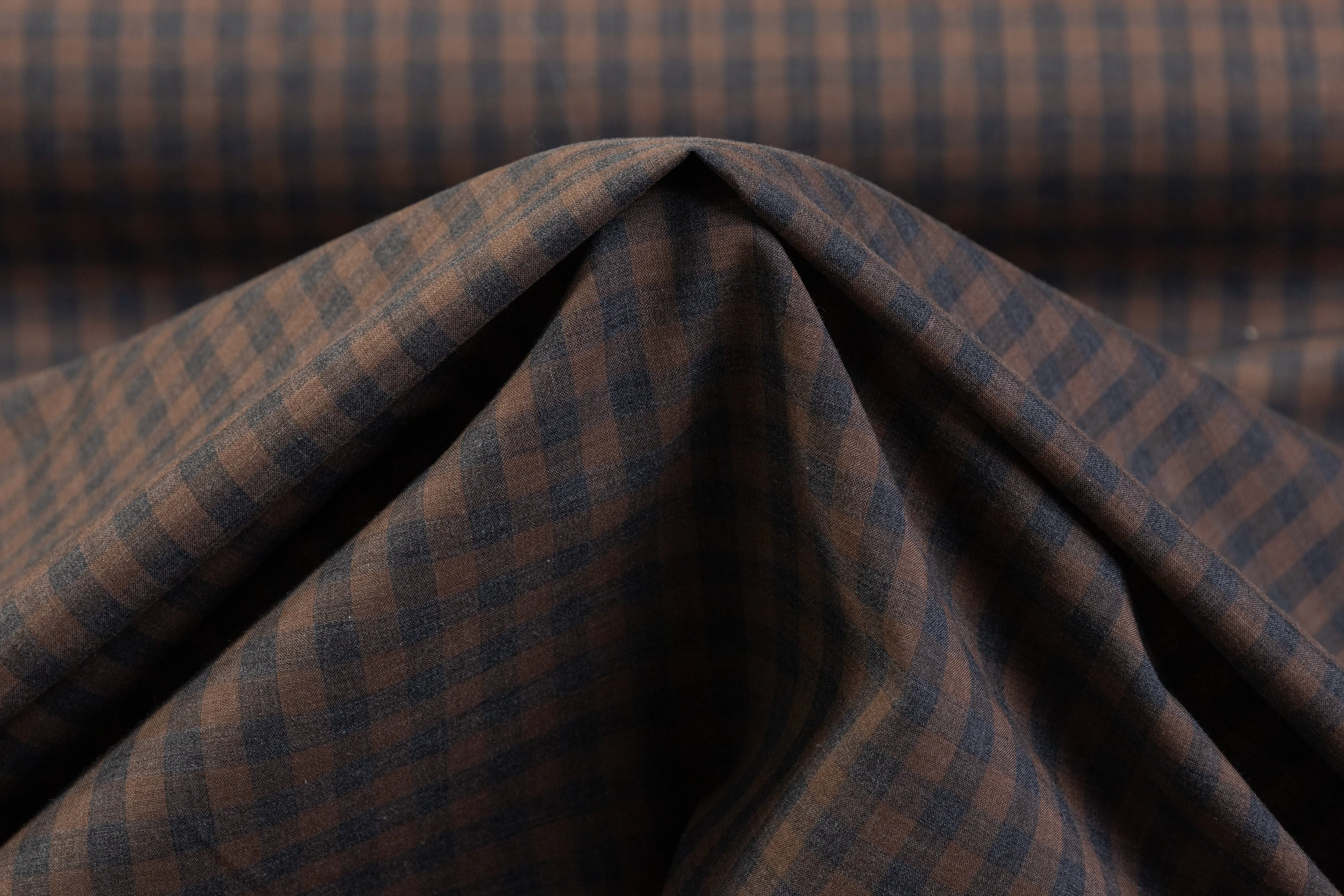 Checked Cotton Shirting - Brown / Gray