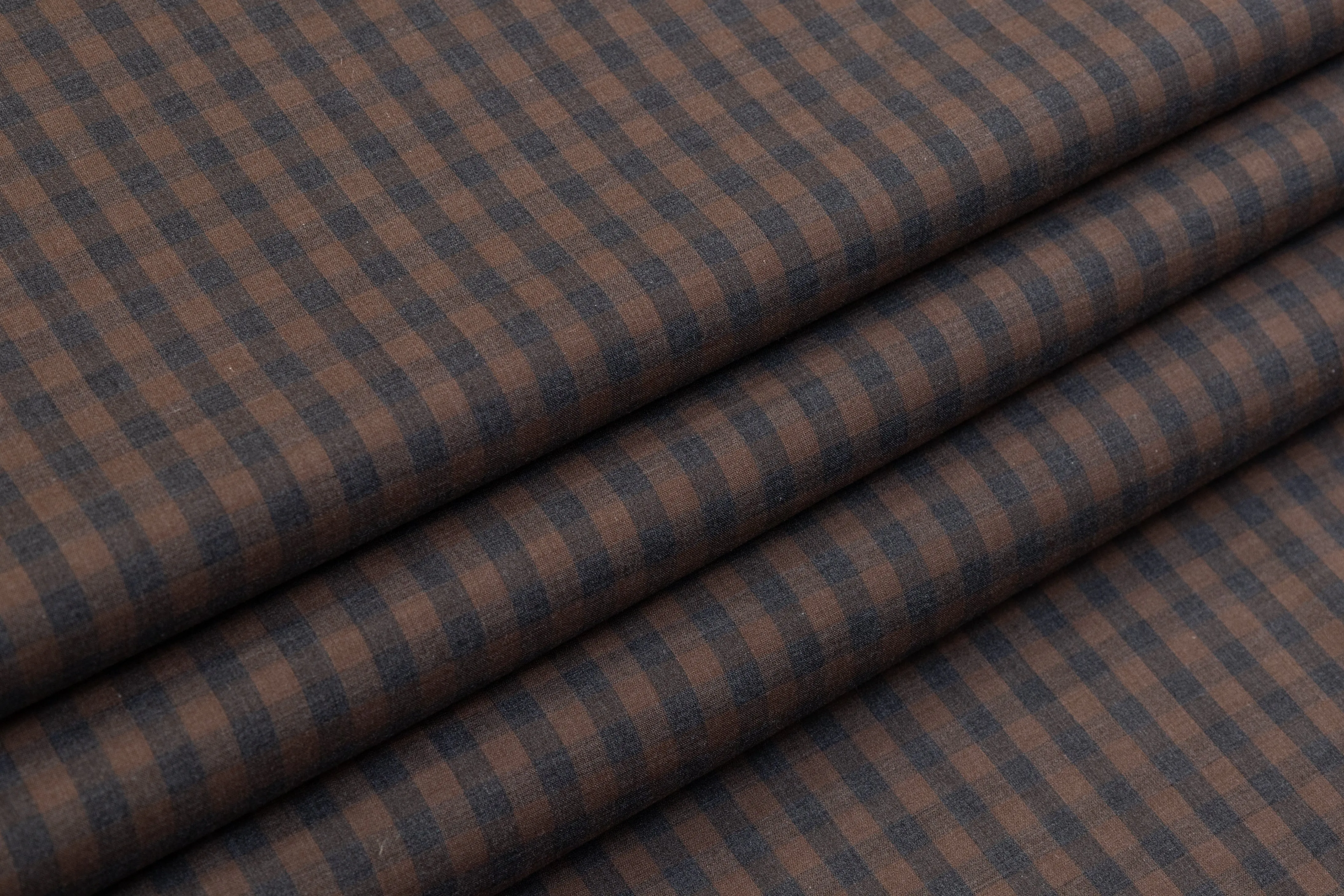 Checked Cotton Shirting - Brown / Gray