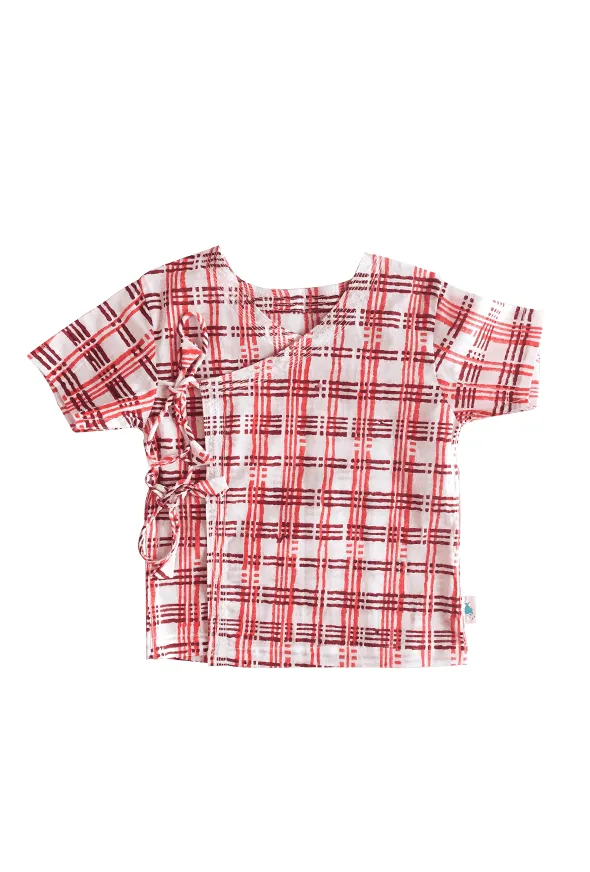 Checks Print Angarakha Top with White Pajama