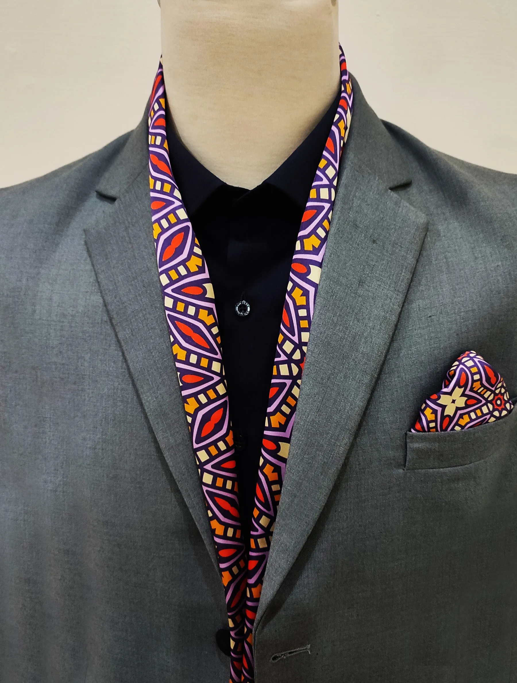 COLOURFUL ABSTRACT ART - SILK MEN SCARF and pocket square Set